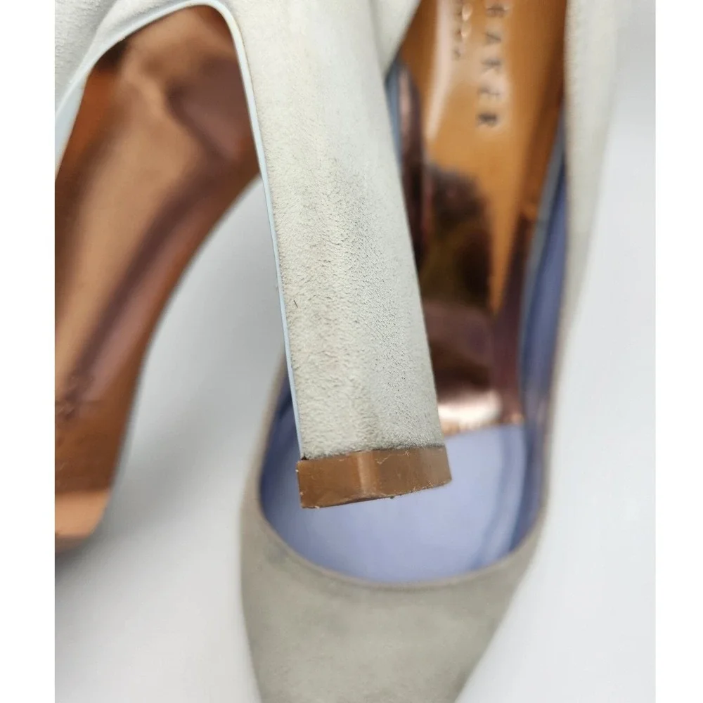 Ted Baker London pointed toe mint‎ green & rose gold square heel 4
